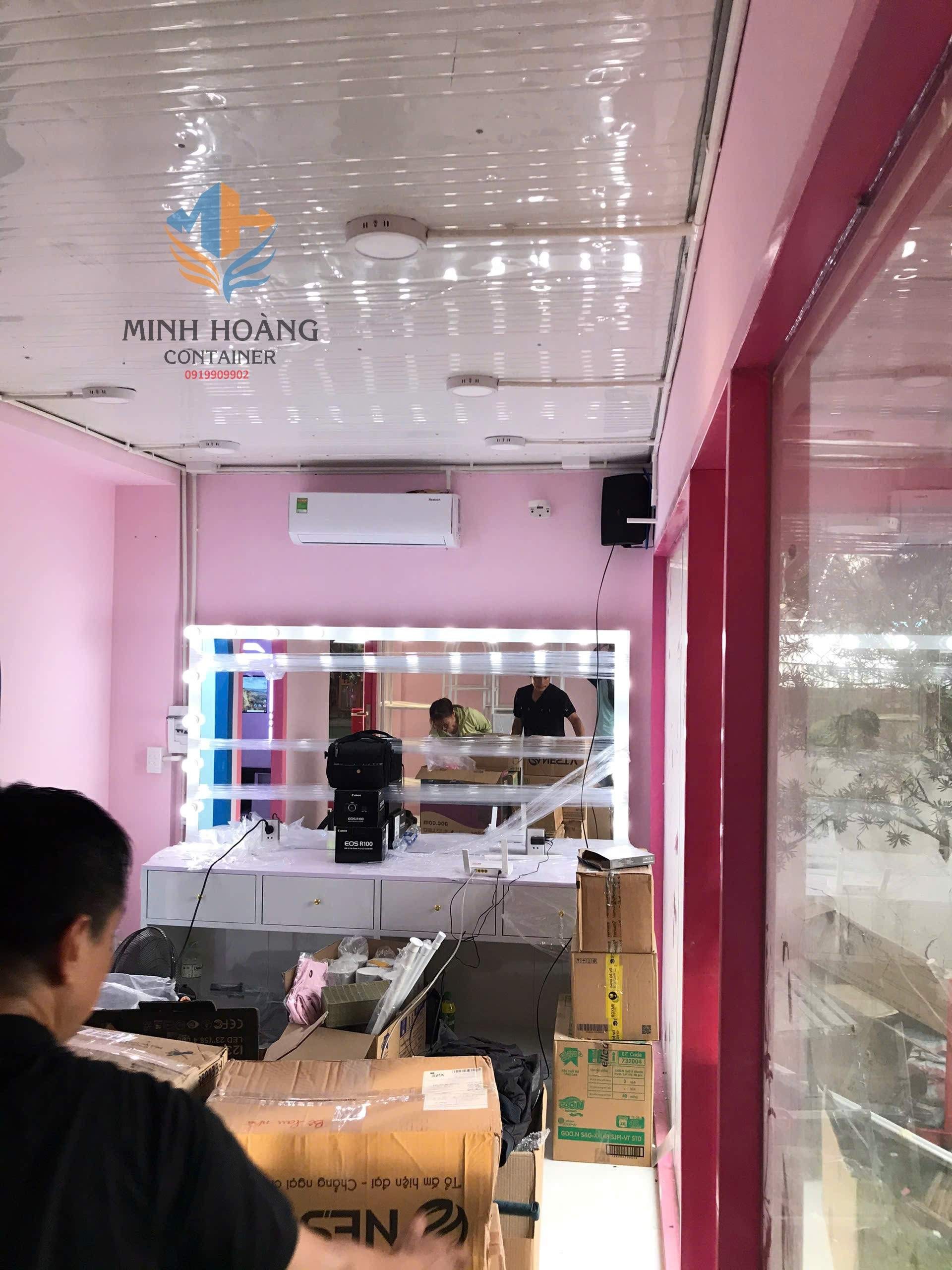 Container shop ghép hồng pastel 2x20 feet